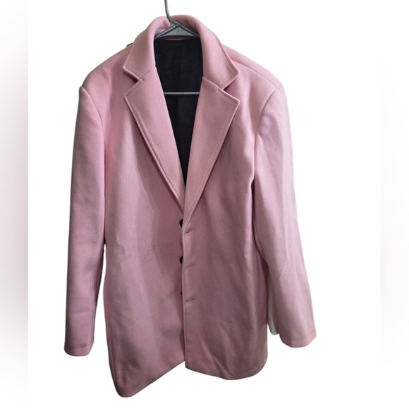 Men's Wool Blend Pea Coat Notched Collar Single Breasted Overcoat - Picture 1 of 6